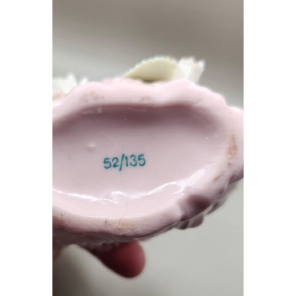 RARE - Pink China Water Pitcher - 3D Design - Floral, Leaves, Lace Stamped on Bo - Picture 7 of 7